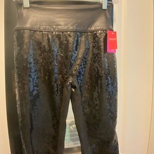 Spans faux leather sequined leggings brand new